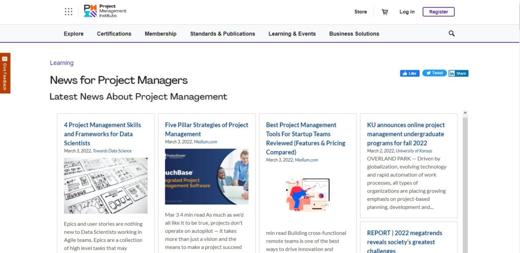 Project management institute website