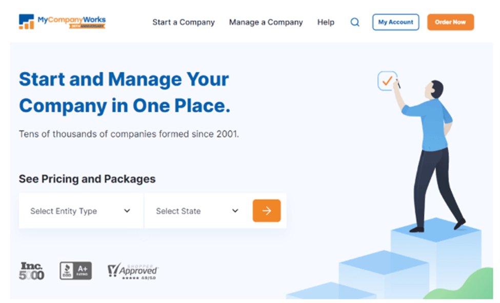 Screenshot of MyCompanyWorks home page