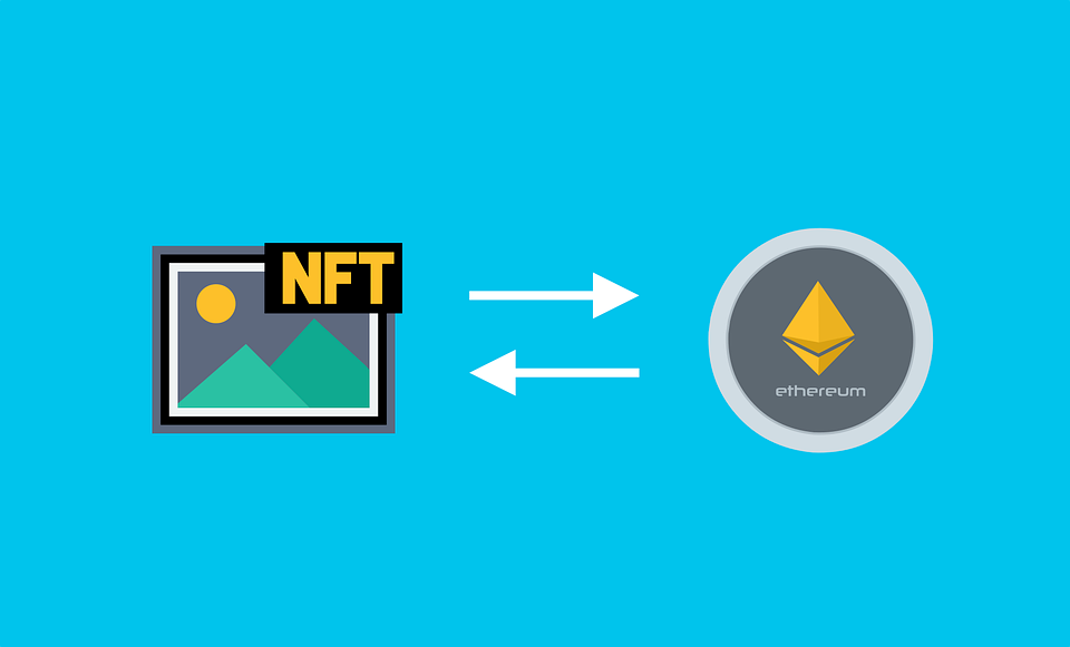 Graphic representation of exchange between NFT and Ethereum cryptocurrency