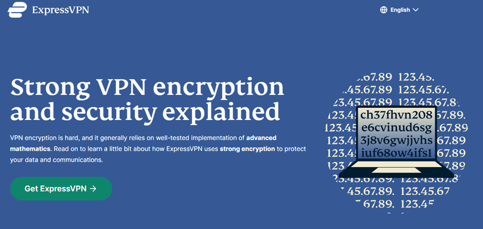 Screenshot of ExpressVPN encryption and security