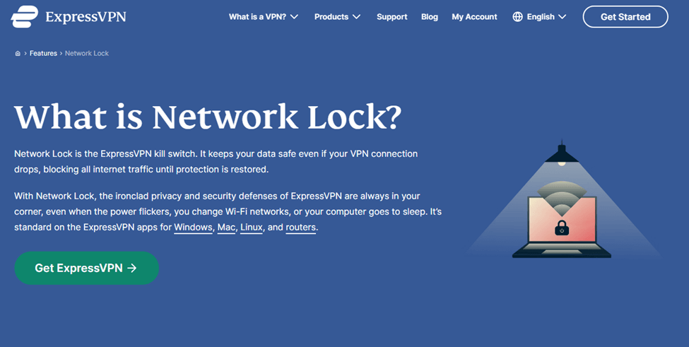 Screenshot of ExpressVPN network lock